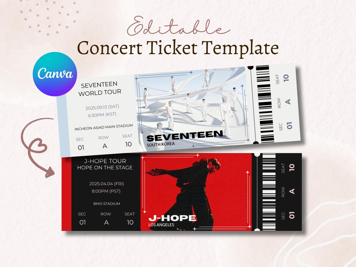 Editable Concert Ticket Template | Custom Concert Ticket | Printable Concert Ticket | Gift Idea | DIY Event Ticket | Souvenir Keepsake