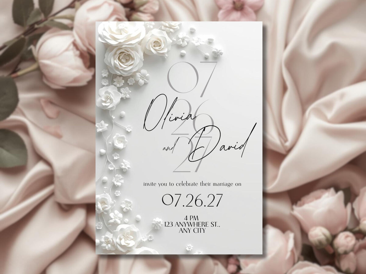Elegant Wedding Invitation Template – Luxury Floral Canva Invite | Minimal Modern Wedding Invitation | Printable & Digital Download
