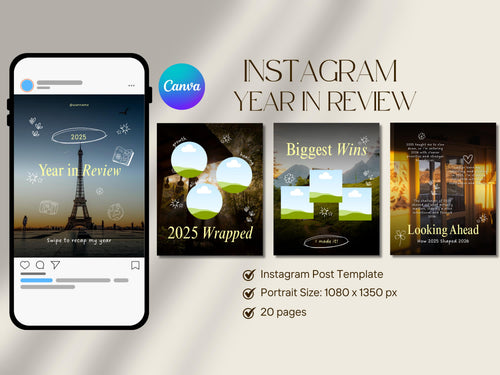 2025 Year in Review Canva Template | Instagram Carousel | Editable Year Recap | Content Creator Wrap-Up | Digital Download