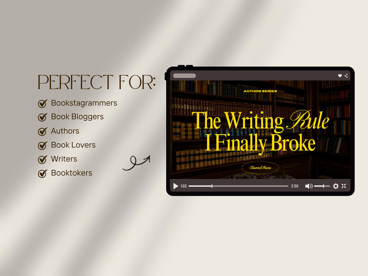Youtube Thumbnail Templates, Youtube Author Ideas, Trendy Youtube Thumbnail, BookTube, Book Marketing, Youtube Cover Templates