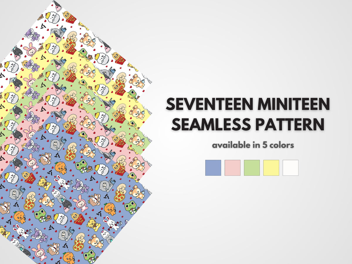 Seamless Seventeen SVT Miniteen Pattern Set Customizable Designs for Prints, Digital Planner, DIY Projects, Arts and Crafts, Work