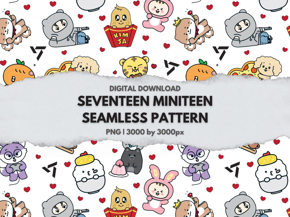 Seamless Seventeen SVT Miniteen Pattern Set Customizable Designs for Prints, Digital Planner, DIY Projects, Arts and Crafts, Work