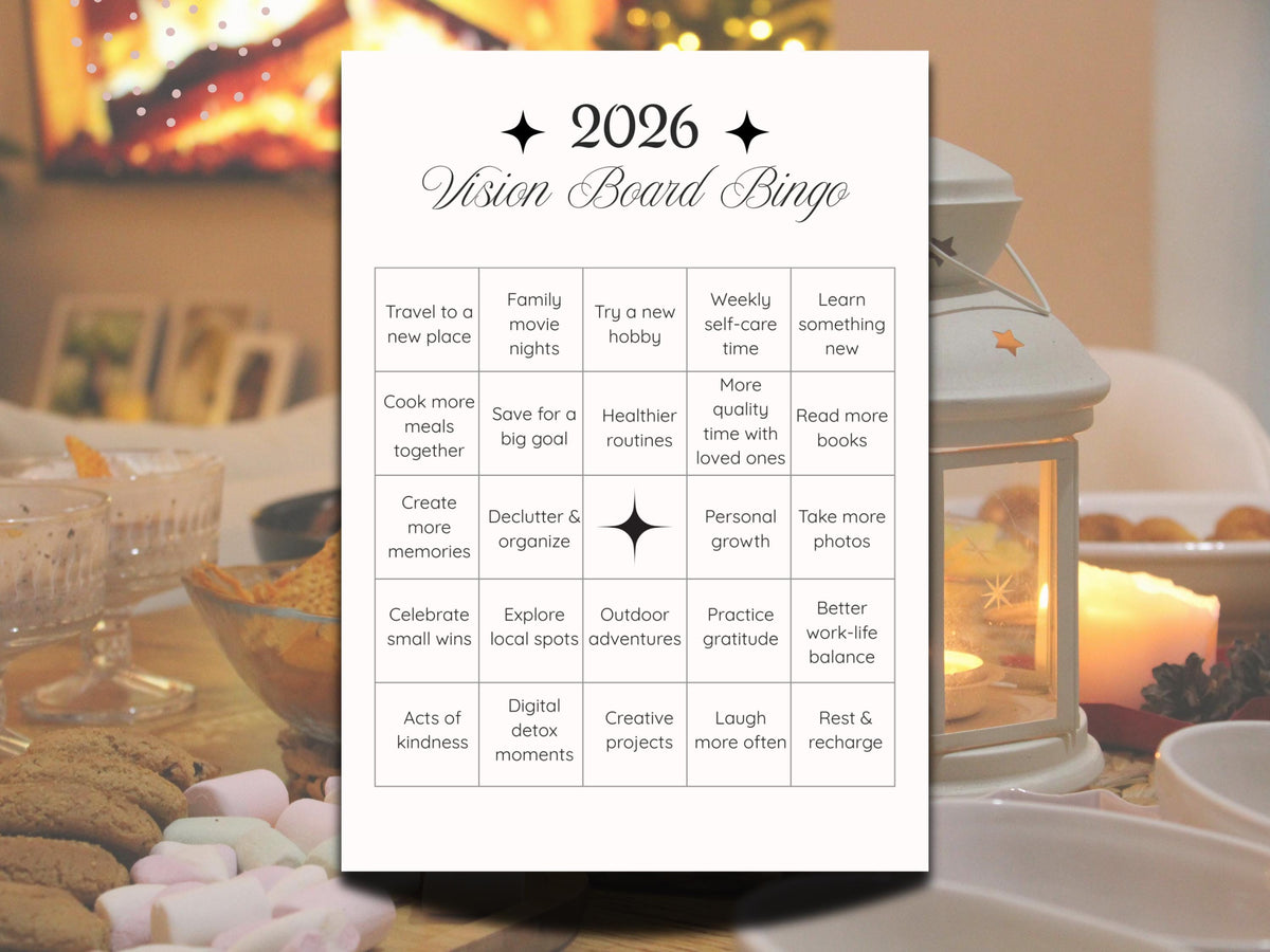 2026 Vision Board Bingo Card, New Year Bingo, 2026 Bingo Printable Card, 2026 New Year Resolution Goals Manifestation for Families Friends