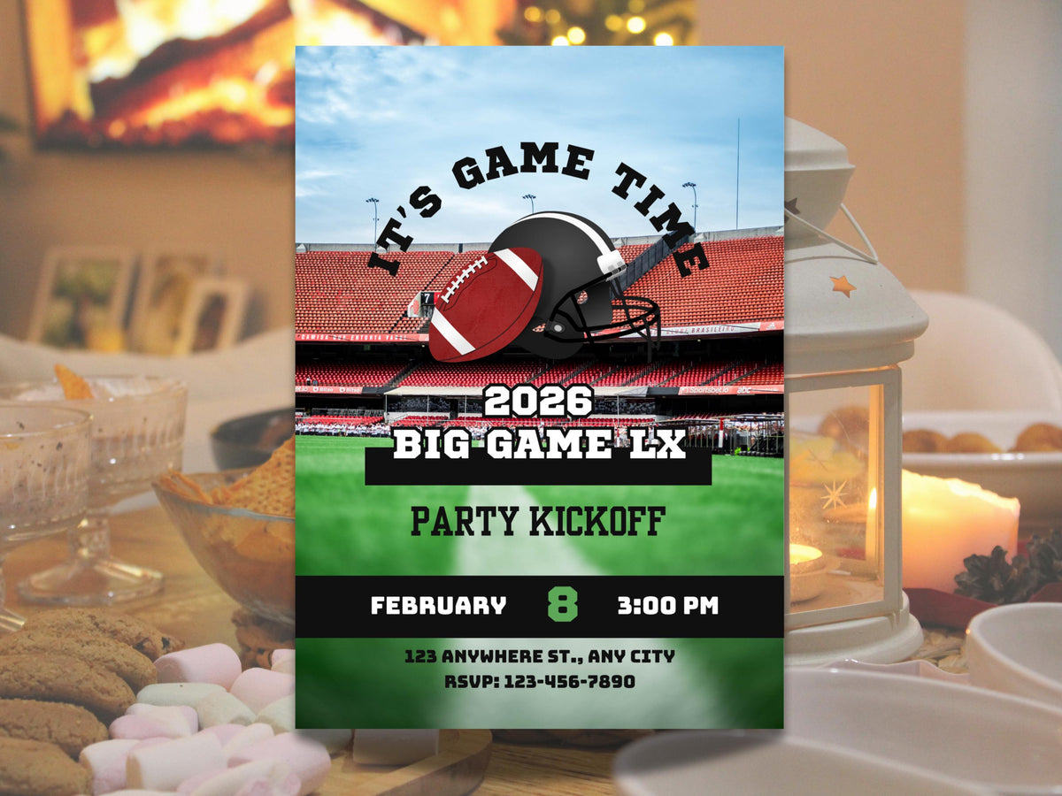 The Big Game Party Invitation 2026, Editable Invite, Digital Invite, Football Invitation, Mobile Invite, Party Invite, Football Ticket