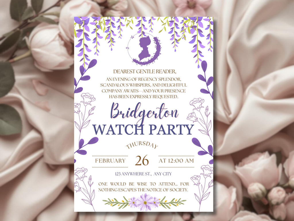 Classic Party Invitation Template | Lady Royalty Style Invite | Regency Tea Party, Bridal Shower, Birthday, Digital Download