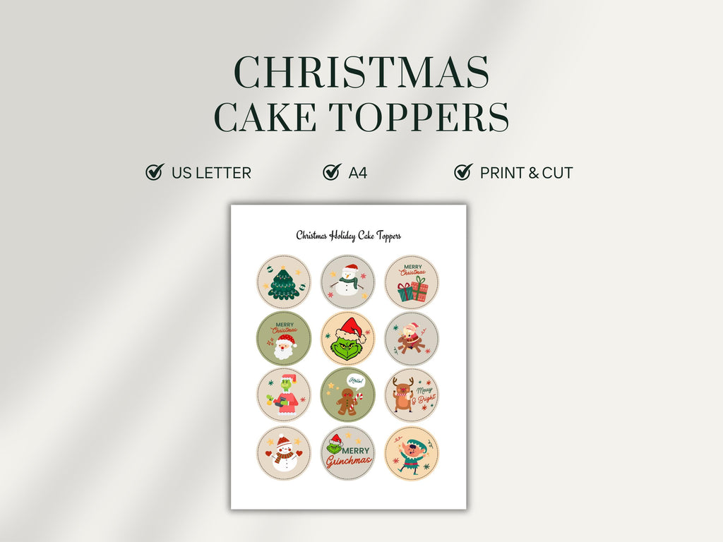 Christmas Cupcake Topper Printable Holiday Baking Decor (Digital Download)