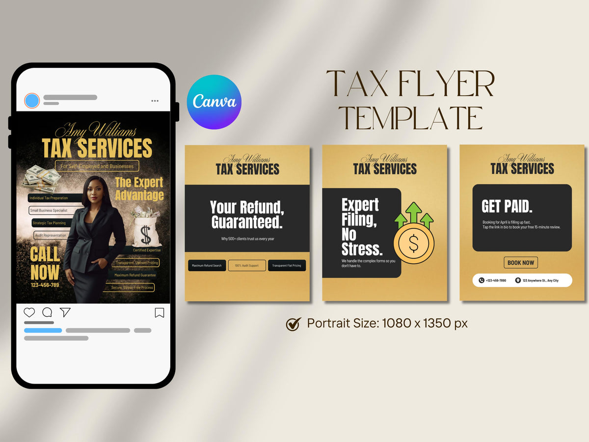 Professional Tax Prep Flyer Template, Tax Season Promo, Income Tax Minimalist Modern Small Business Marketing, Editable Canva Design