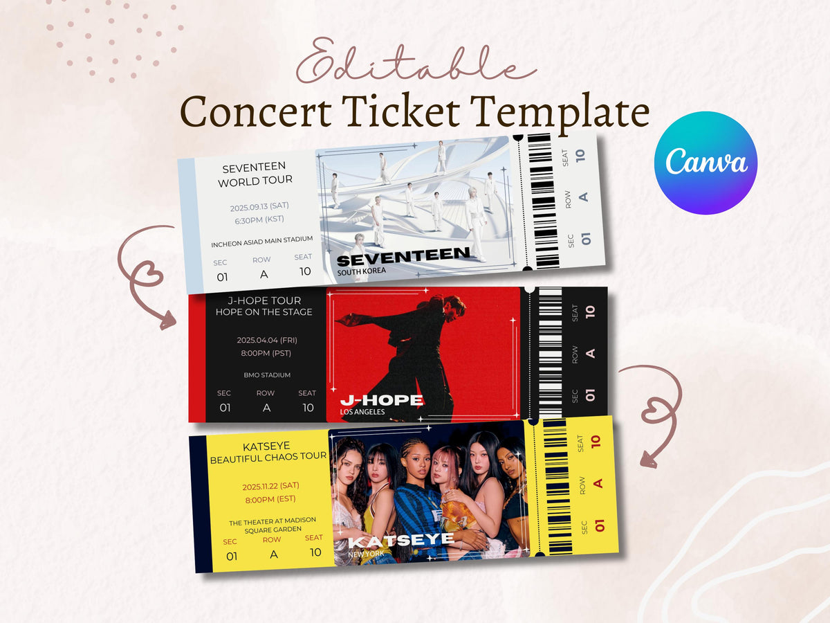 Editable Concert Ticket Template | Custom Concert Ticket | Printable Concert Ticket | Gift Idea | DIY Event Ticket | Souvenir Keepsake