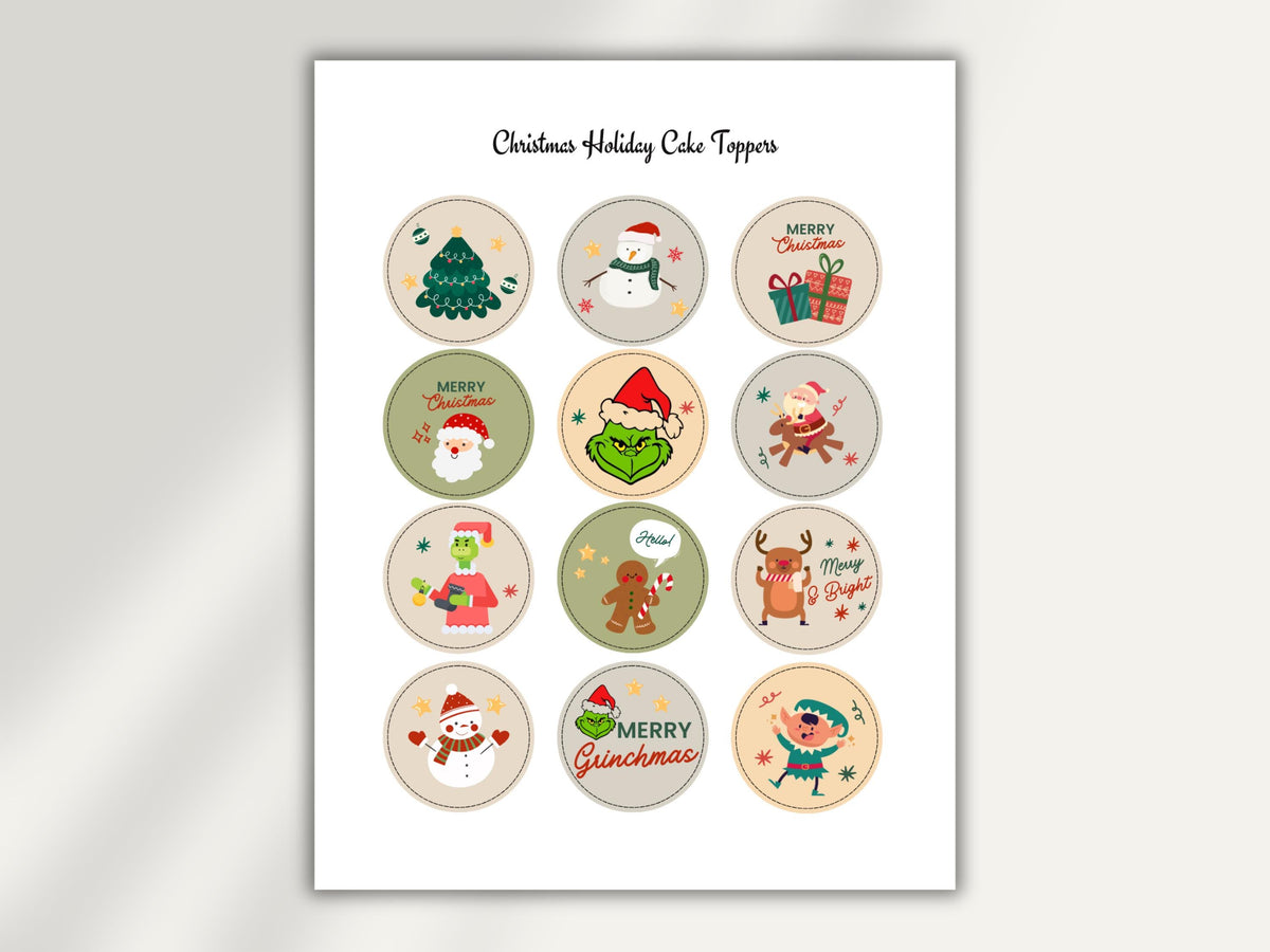 Christmas Cupcake Topper Printable Holiday Baking Decor (Digital Download)