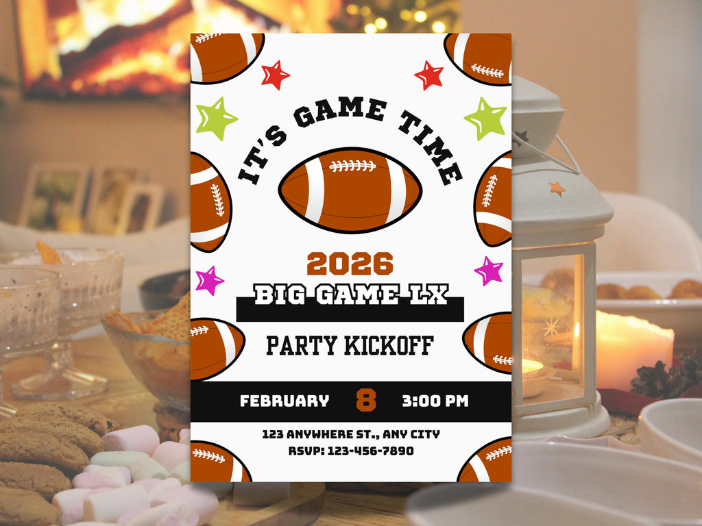 Game Day LX Watch Party Invitation 2026, Editable Invite, Digital Invite, Football Invitation, Mobile Invite, Party Invite, Football Ticket