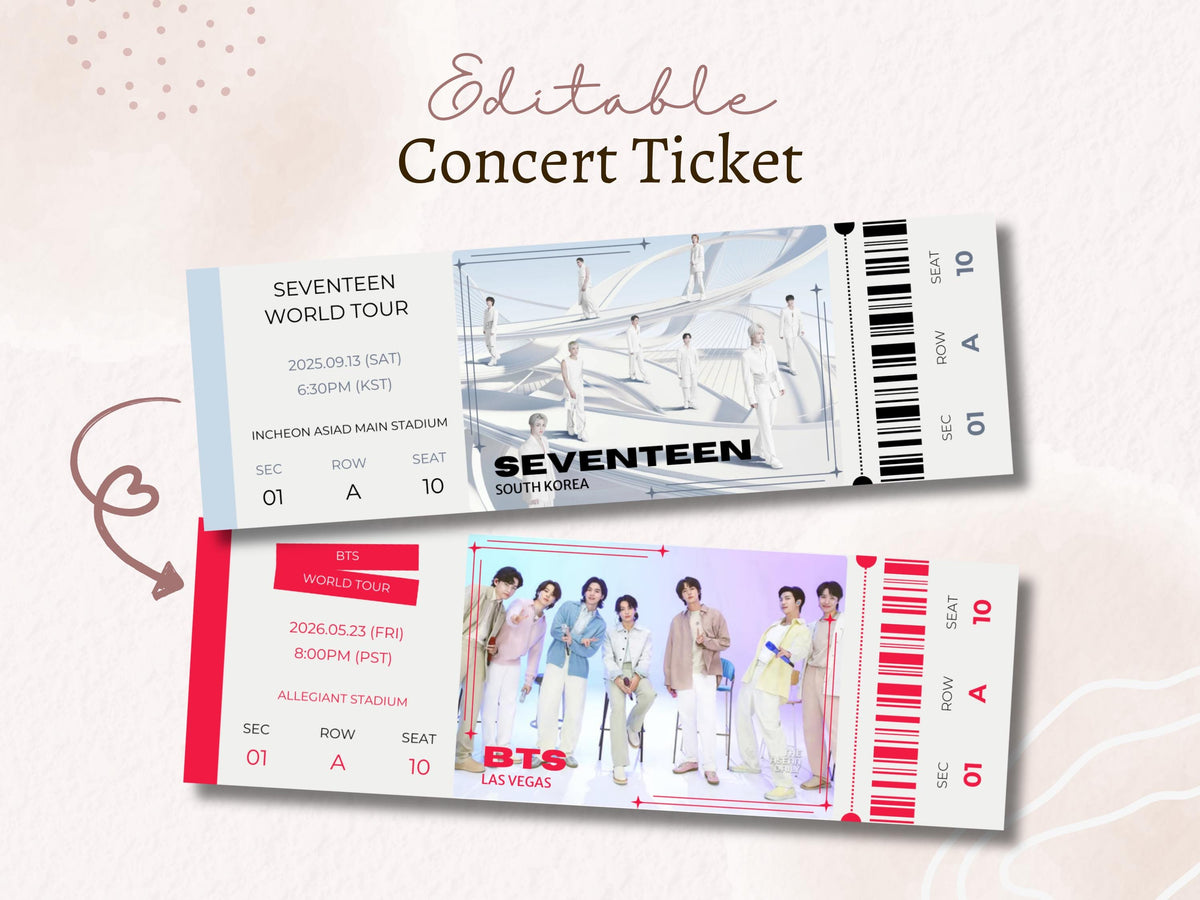 Editable Concert Ticket Template | Custom Concert Ticket | Printable Concert Ticket | Gift Idea | DIY Event Ticket | Souvenir Keepsake