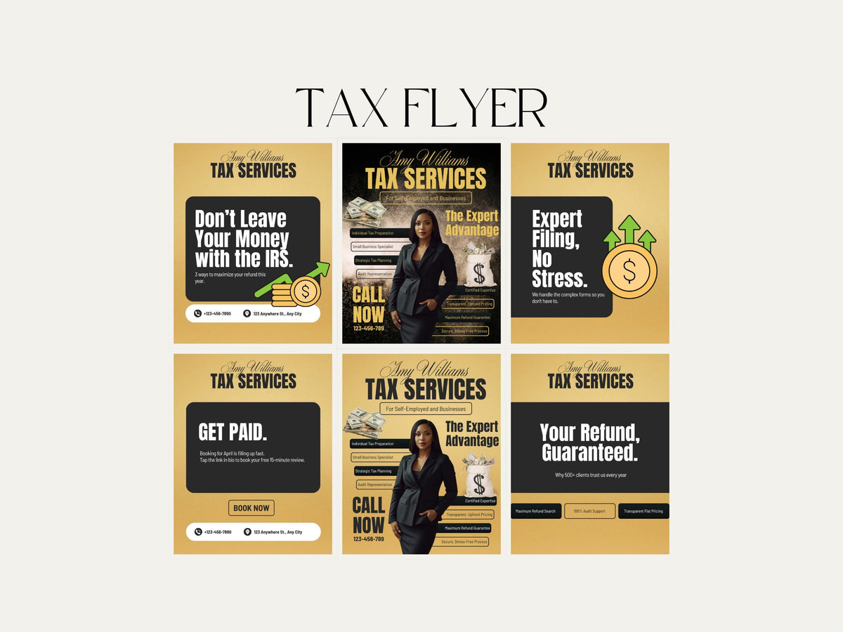 Professional Tax Prep Flyer Template, Tax Season Promo, Income Tax Minimalist Modern Small Business Marketing, Editable Canva Design