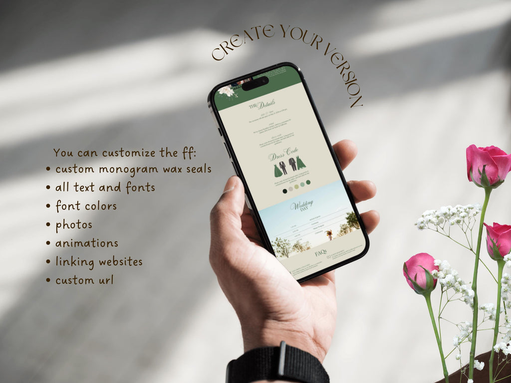 Sage Green Wedding Website Template, Modern Minimalist Design (Canva Editable, RSVP Template, Digital Download)
