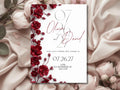 Burgundy Elegant Wedding Invitation Template – Luxury Floral Canva Invite | Minimal Modern Wedding Invitation | Printable & Digital Download