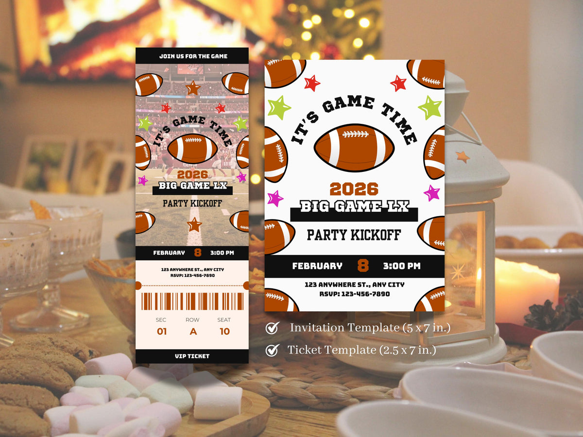 Game Day LX Watch Party Invitation 2026, Editable Invite, Digital Invite, Football Invitation, Mobile Invite, Party Invite, Football Ticket