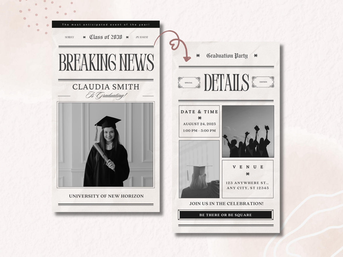 Graduation Mobile Video Template | Animated Grad Announcement Canva | Editable Graduation News Video | Instant Download MP4 Vertical