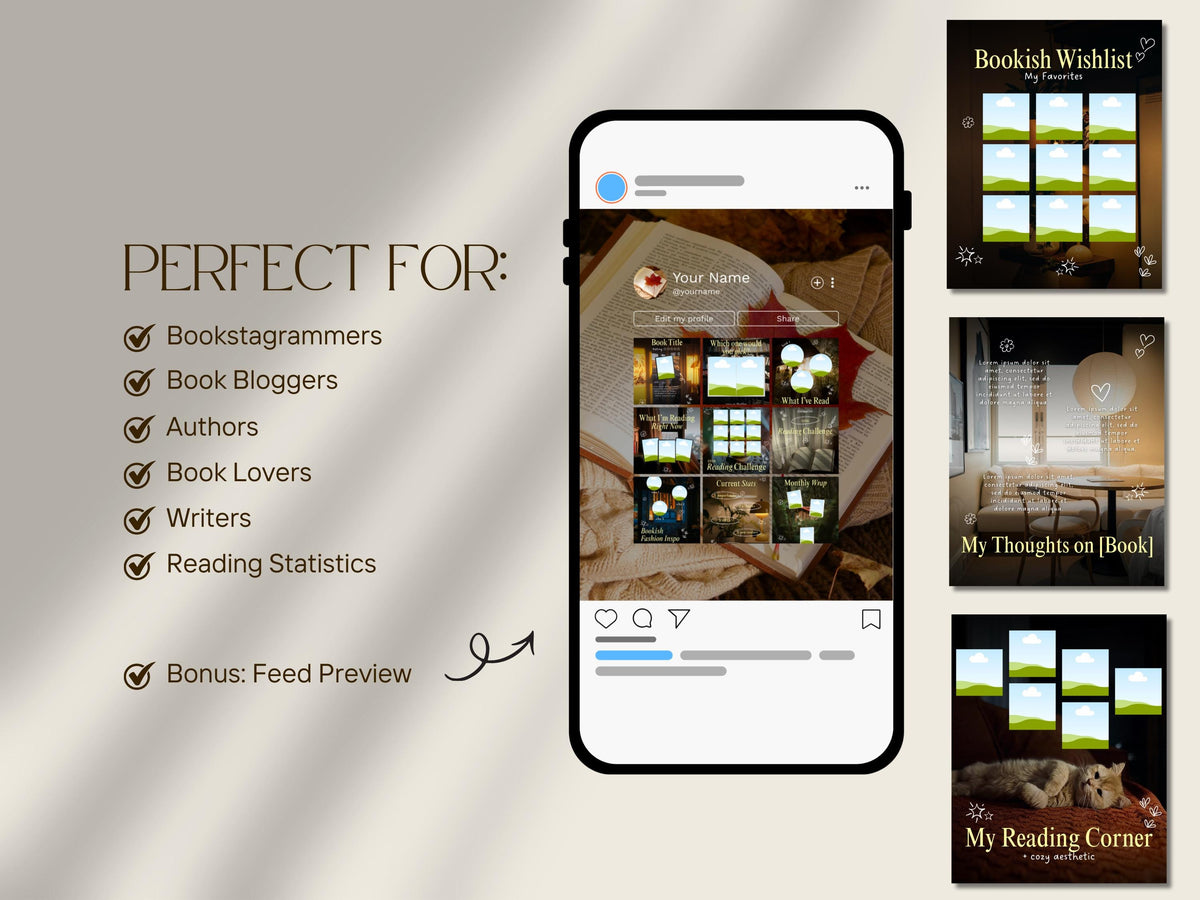Cozy Bookish Carousel Template | Trendy Canva Posts for Bookstagram BookTok Authors Readers Cozy Reading Instagram Viral Aesthetic
