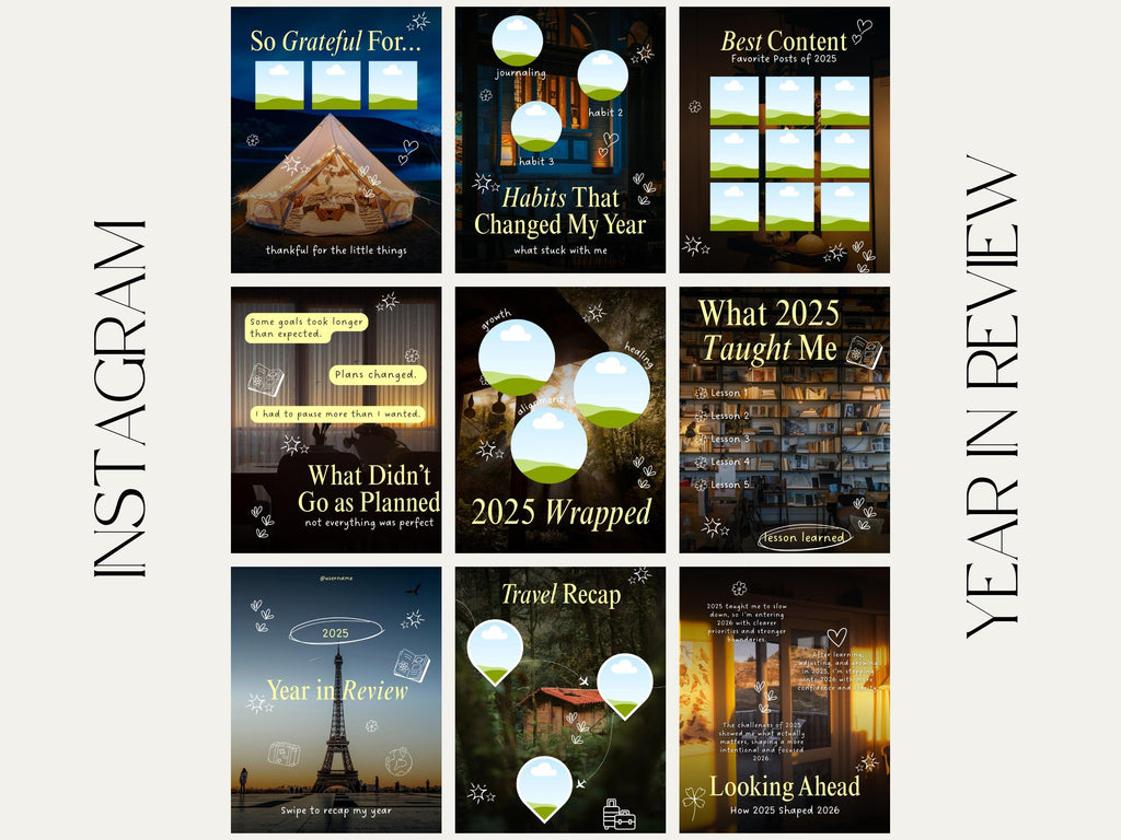 2025 Year in Review Canva Template | Instagram Carousel | Editable Year Recap | Content Creator Wrap-Up | Digital Download