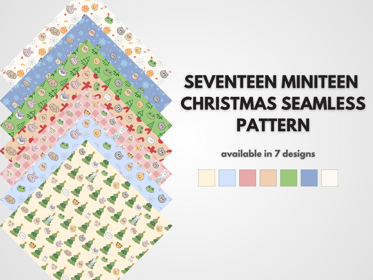 Christmas Miniteen Seventeen Seamless Pattern | Kpop Holiday Digital Paper, Festive Carat Design, Cute Winter Planner Background