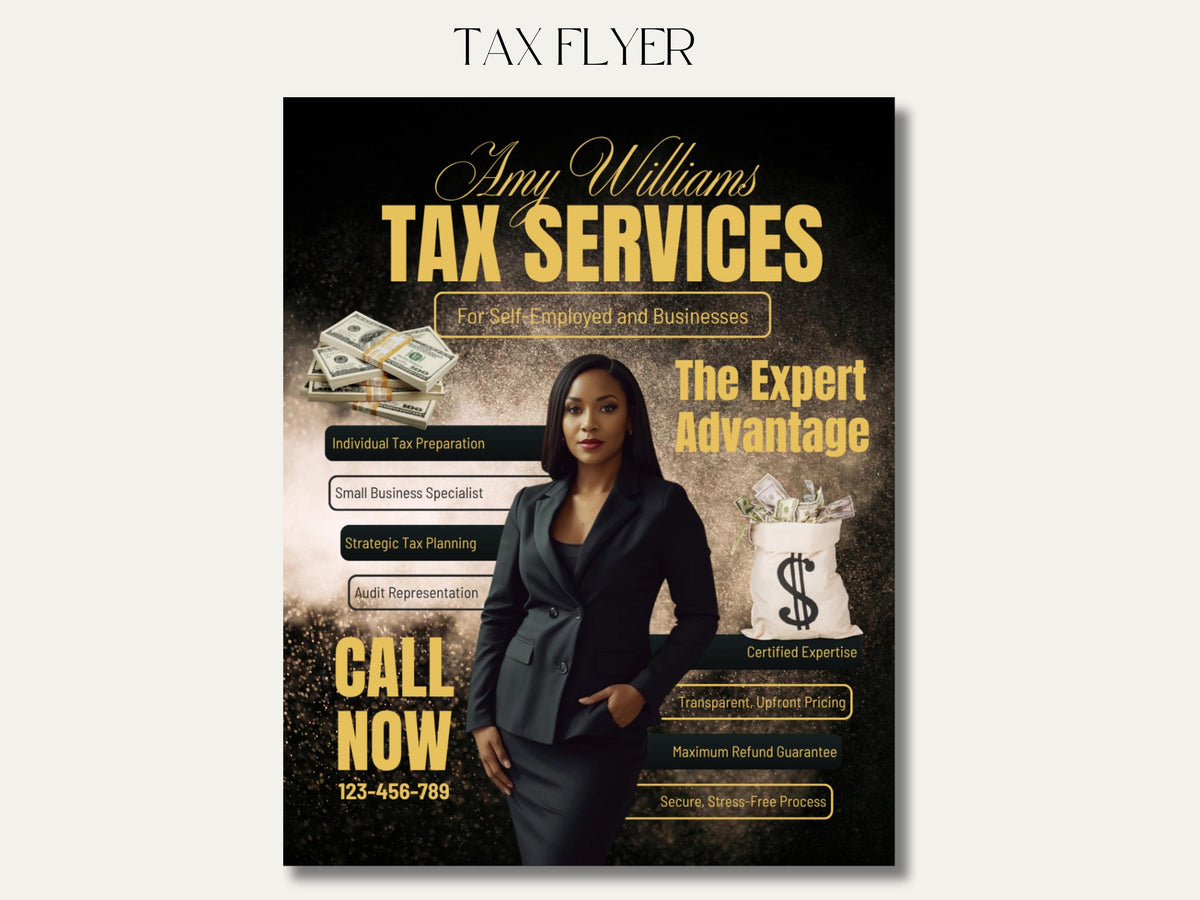 Professional Tax Prep Flyer Template, Tax Season Promo, Income Tax Minimalist Modern Small Business Marketing, Editable Canva Design