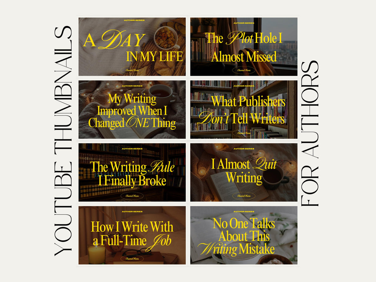 Youtube Thumbnail Templates, Youtube Author Ideas, Trendy Youtube Thumbnail, BookTube, Book Marketing, Youtube Cover Templates