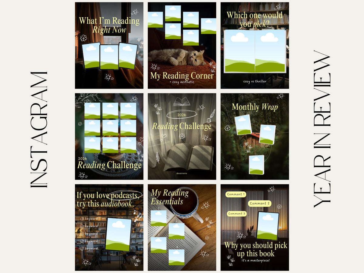 Cozy Bookish Carousel Template | Trendy Canva Posts for Bookstagram BookTok Authors Readers Cozy Reading Instagram Viral Aesthetic