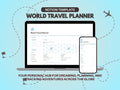 World Travel Planner, World Travel Template, Travel Itinerary, Notion Template, Notion Life Planner, DIY Travel Planner