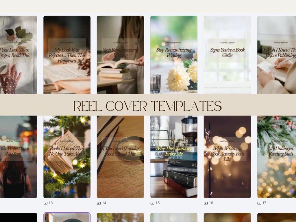 Reel Cover Templates for Intagram & Tiktok, Author Reel Covers, Booktok and Bookstagram Canva Templates