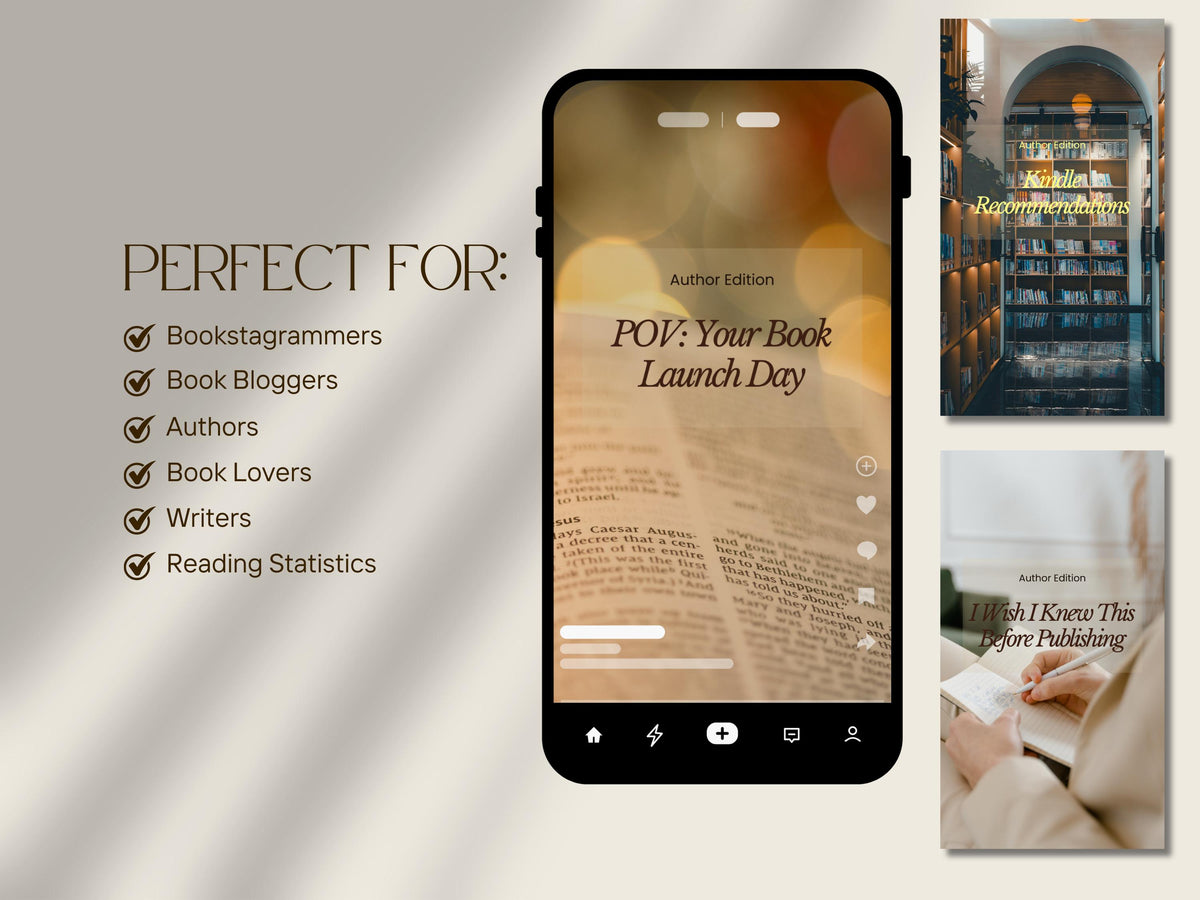 Reel Cover Templates for Intagram & Tiktok, Author Reel Covers, Booktok and Bookstagram Canva Templates