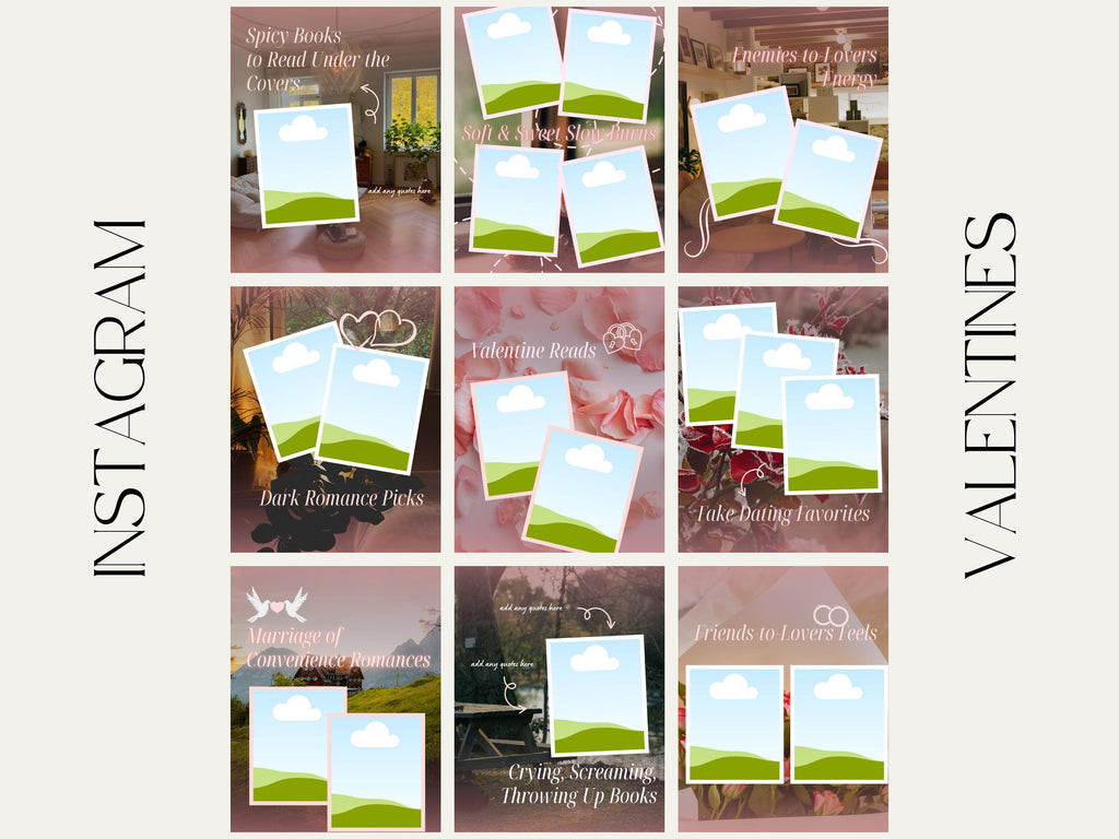 Pink Coquette Bookstagram Template, Romance Instagram Carousel, Valentine Reading Post, Bookstagram Canva Template, Romance Author Instagram