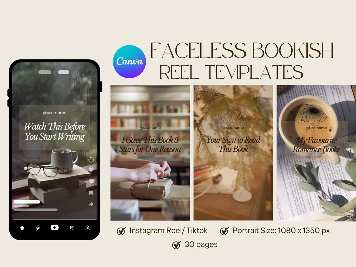 Author Trial Reel Templates, Book Launch Promo Marketing Bookstagram BookTok Reader Bookish Social Media Content, Canva Video