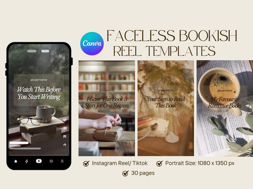 Author Trial Reel Templates, Book Launch Promo Marketing Bookstagram BookTok Reader Bookish Social Media Content, Canva Video