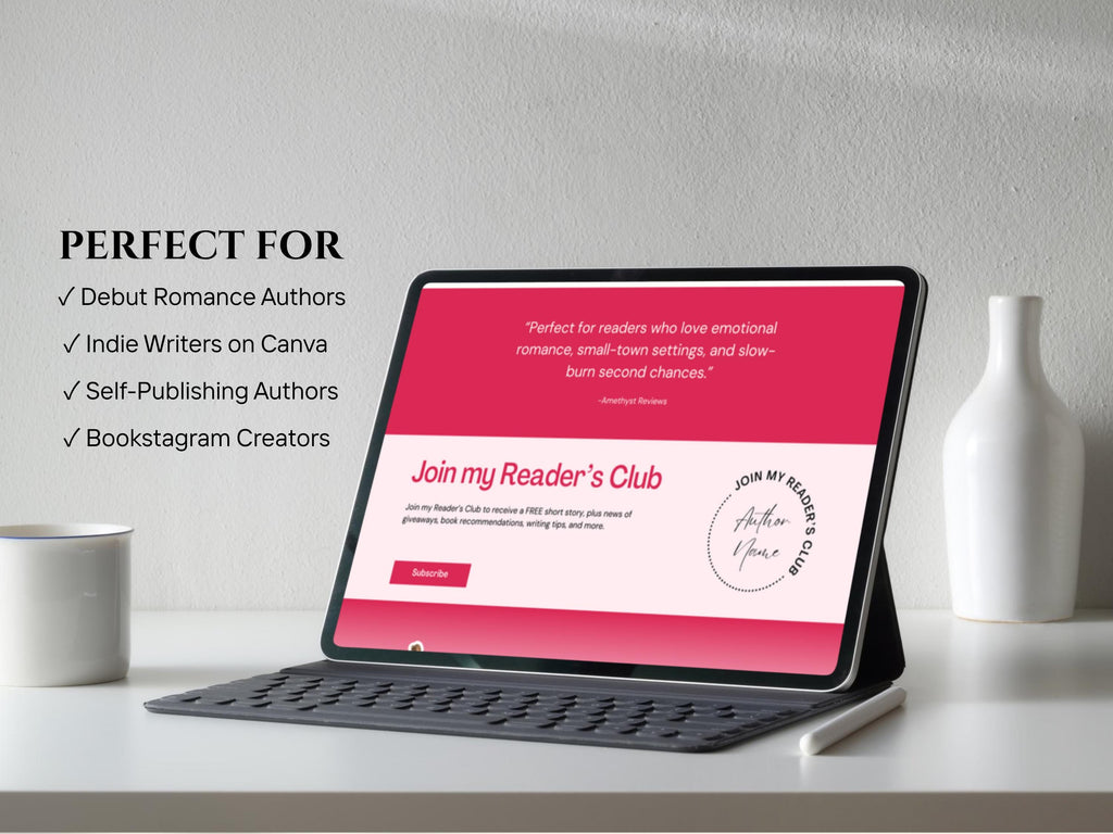 Romance Author Website Template Indie Author Landing Page Link in Bio Book Promo Site for Debut Writers Book Page Editable Branding Kit