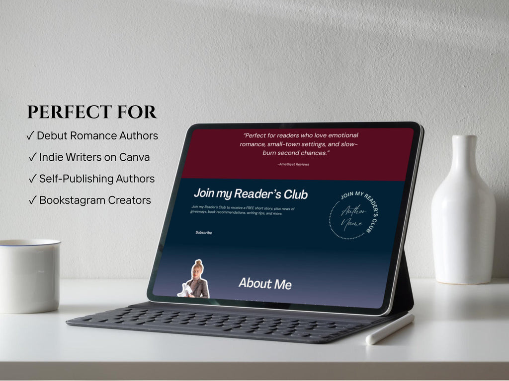 Dark Romance Author Website Link in Bio Template Indie Author Landing Page Book Promo Site for Debut Writers Book Editable Branding Kit