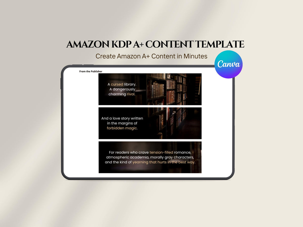 Author KDP A+ Content Canva Template Romance Book Marketing Kit Indie Author Branding Templates Book Promo