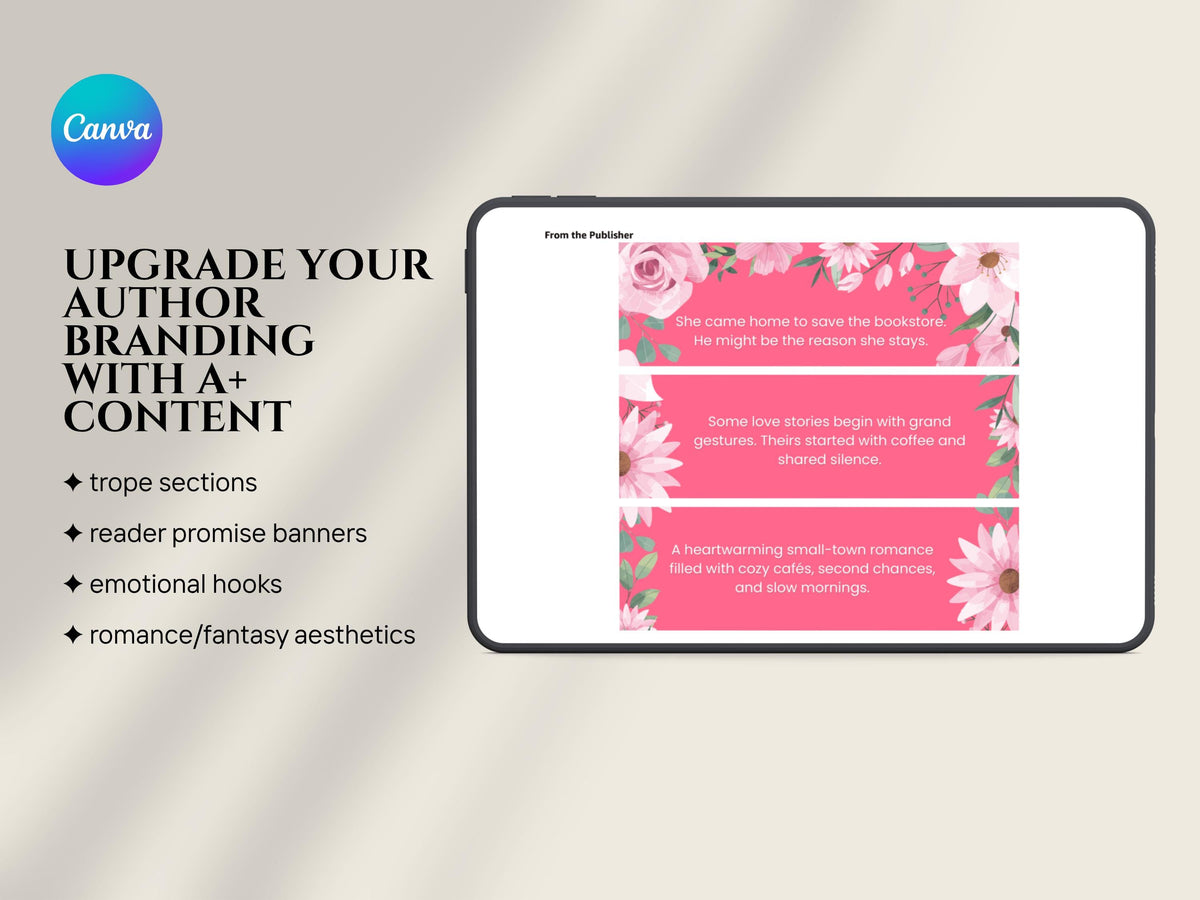 Author KDP A+ Content Canva Template Cozy Romance Book Marketing Kit Indie Author Branding Templates Book Promo