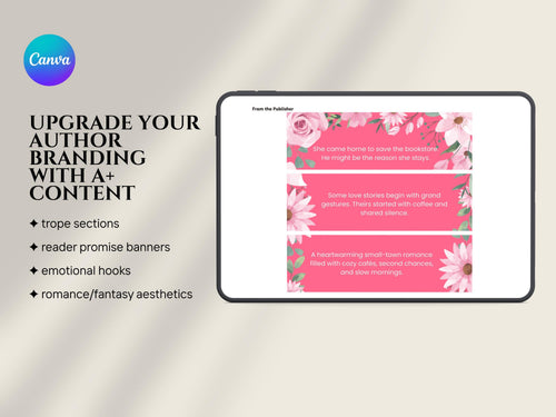 Author KDP A+ Content Canva Template Cozy Romance Book Marketing Kit Indie Author Branding Templates Book Promo