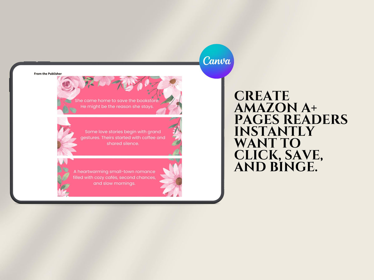 Author KDP A+ Content Canva Template Cozy Romance Book Marketing Kit Indie Author Branding Templates Book Promo