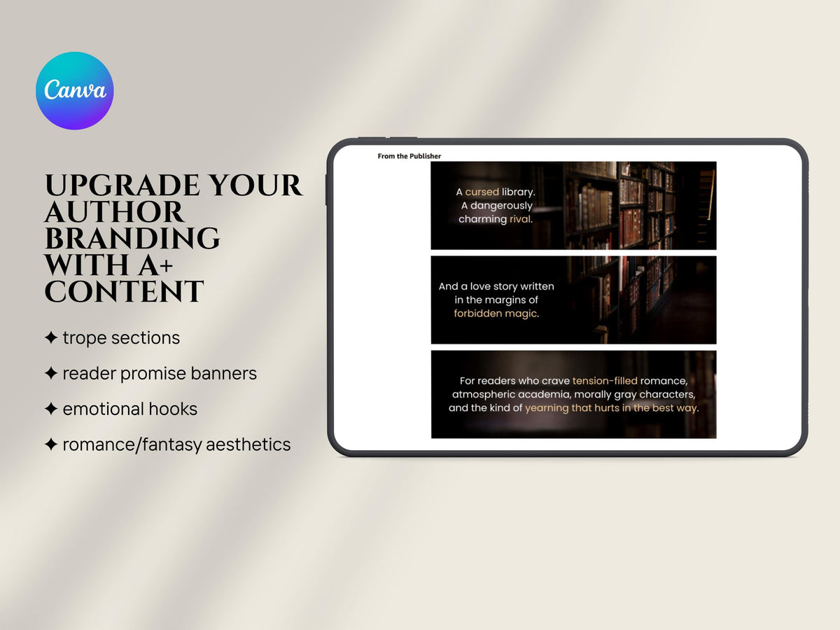 Author KDP A+ Content Canva Template Romance Book Marketing Kit Indie Author Branding Templates Book Promo