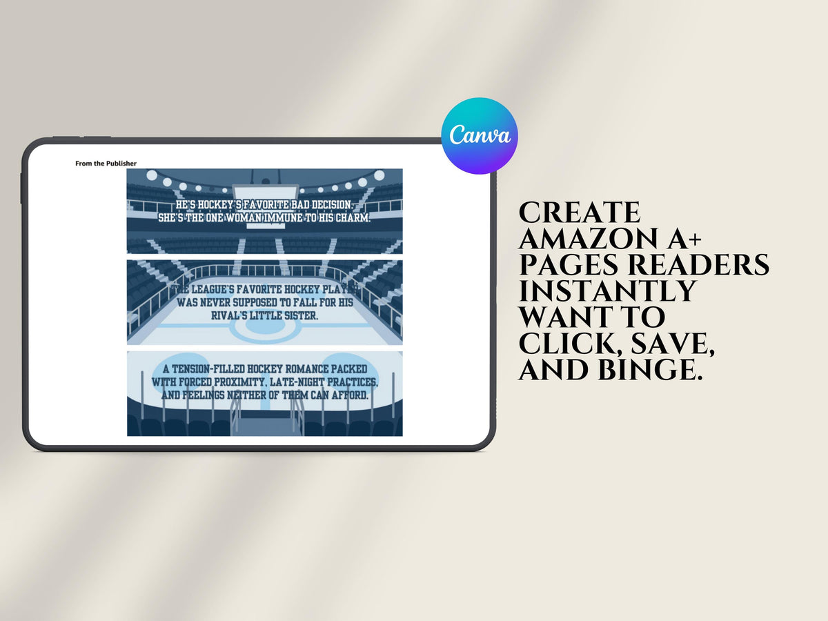 Sports Romance Author KDP A+ Content Canva Template Book Marketing Kit Indie Author Branding Templates Book Promo