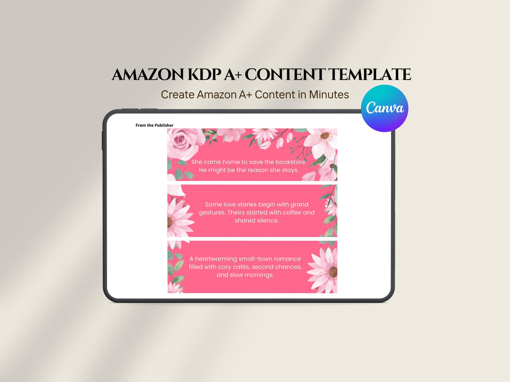 Author KDP A+ Content Canva Template Cozy Romance Book Marketing Kit Indie Author Branding Templates Book Promo