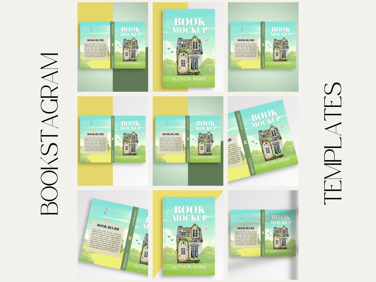 Paperback Book 3D Flatlay Mockup Bookstagram Template Canva Bundle Instagram Social Media Post, Author Promo for KDP Marketing Series
