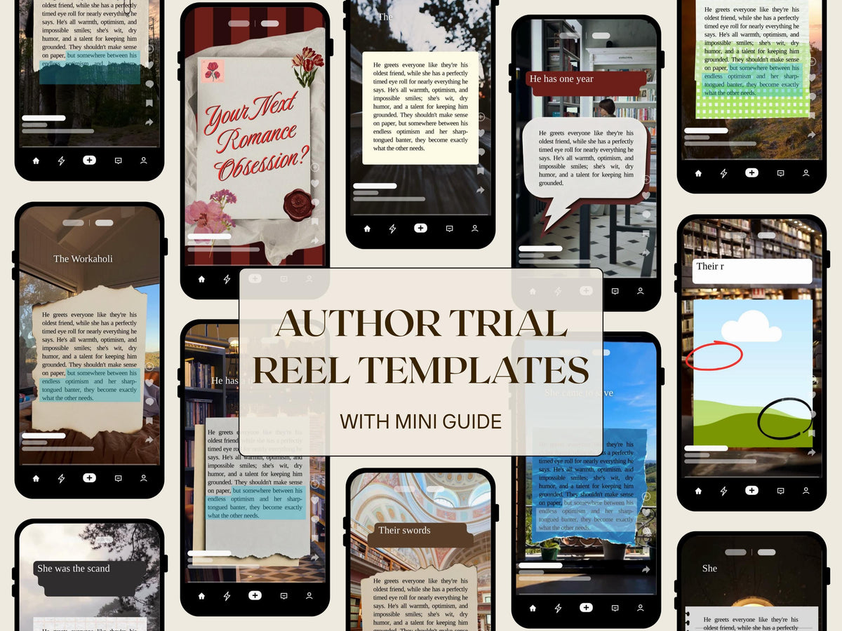 Author Trial Reel Templates Canva Book Promo Reel Author Marketing Template Bookstagram Reel Cover