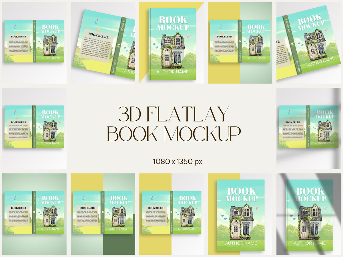 Paperback Book 3D Flatlay Mockup Bookstagram Template Canva Bundle Instagram Social Media Post, Author Promo for KDP Marketing Series