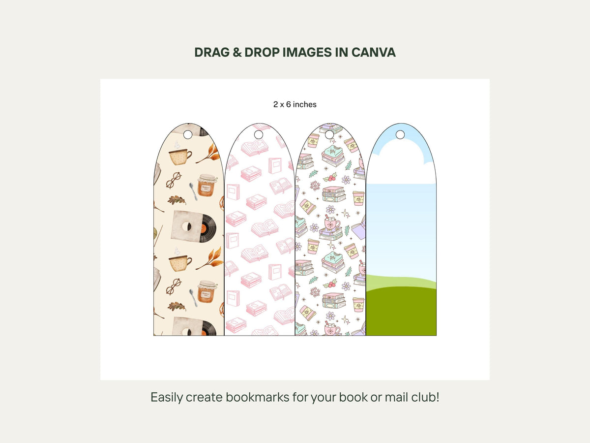 Printable Bookmark Template Mockup, Canva DIY Bookmark Creator, Book Club