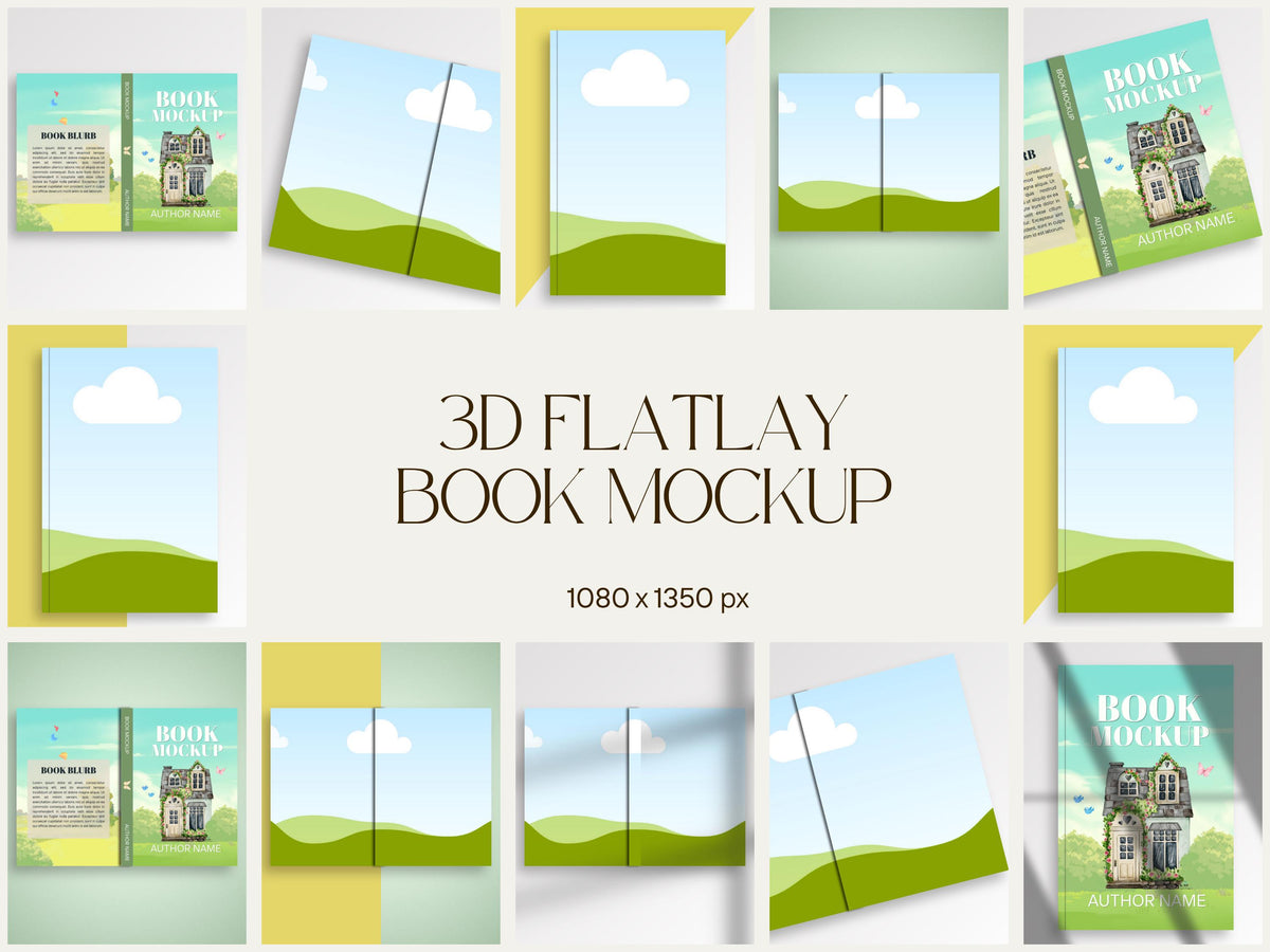 Paperback Book 3D Flatlay Mockup Bookstagram Template Canva Bundle Instagram Social Media Post, Author Promo for KDP Marketing Series