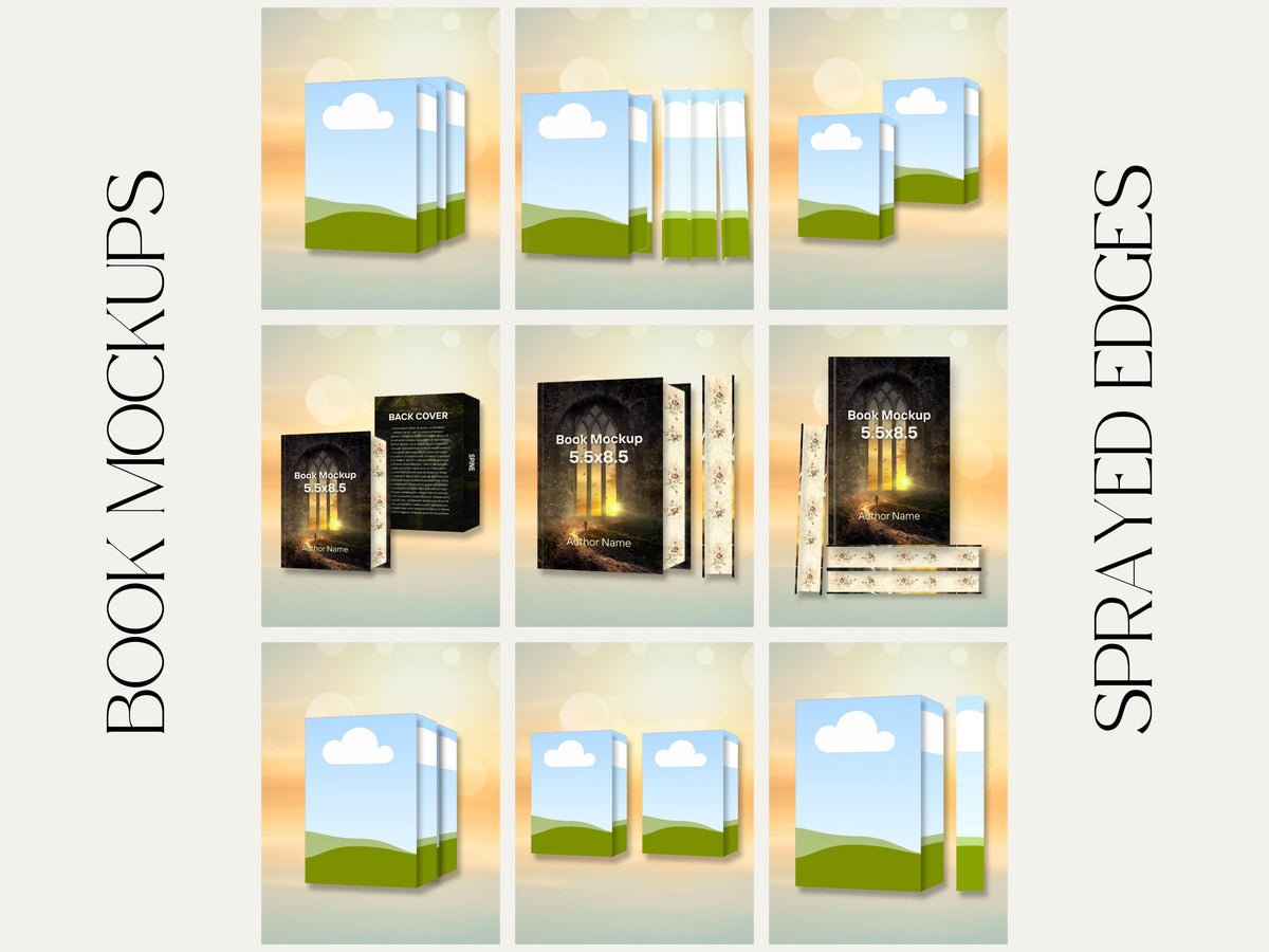 Sprayed Edges Book Mockup 5.5x8.5in Bookstagram Template Canva Bundle Instagram Social Media Post, Author Promo for KDP Marketing Series