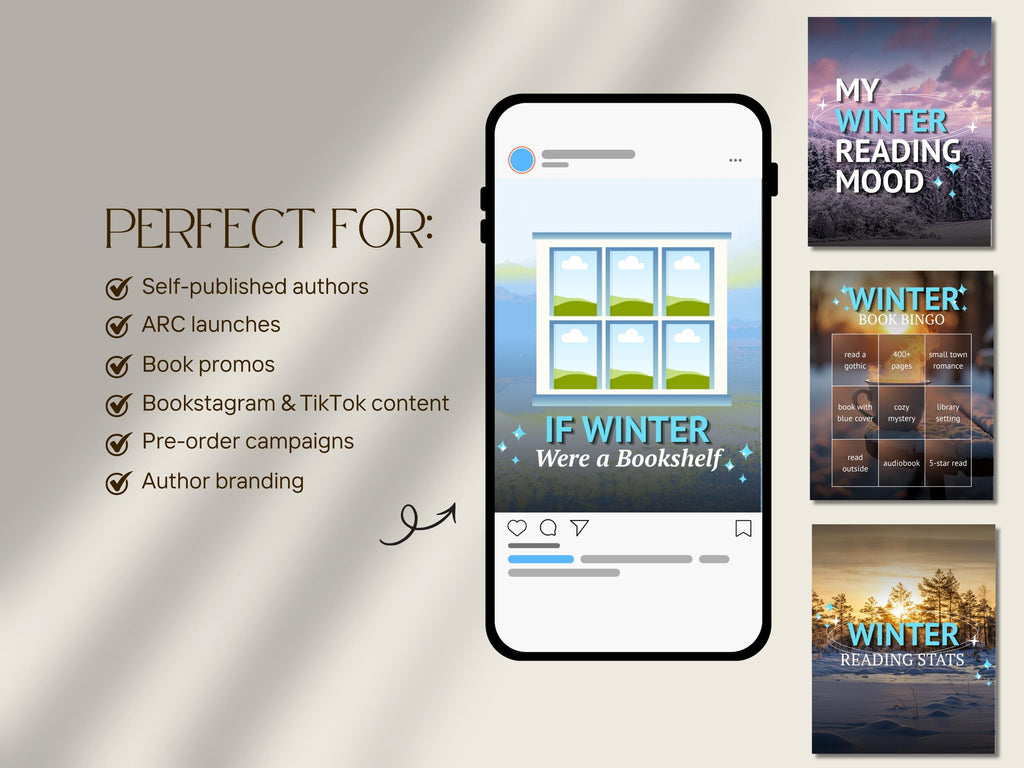 Winter Bookstagram Canva Template Christmas Reading Instagram Carousel Book Haul TBR Book Recs Template Cozy Aesthetic Book Blogger