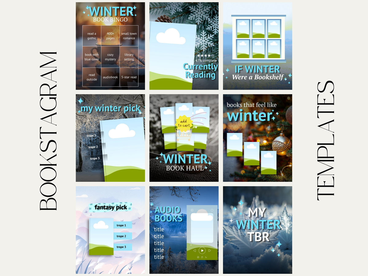 Winter Bookstagram Canva Template Christmas Reading Instagram Carousel Book Haul TBR Book Recs Template Cozy Aesthetic Book Blogger