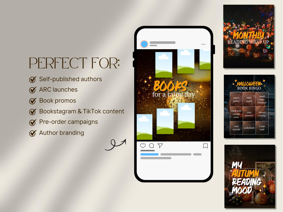 Halloween Bookstagram Canva Template Autumn Reading Instagram Carousel Book Haul TBR Book Recs Template Cozy Aesthetic Book Blogger